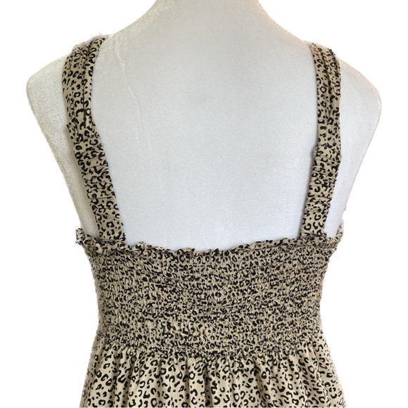Japna Dress Midi Black Tan Leopard Button Down Sleevless Size S - Picture 7 of 9
